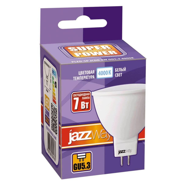 Лампа светодиодная Jazzway GU5.3 7W 4000K матовая 1033512 Лампа светодиодная Jazzway GU5.3 7W 4000K матовая 1033512