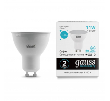 Лампа светодиодная Gauss GU10 11W 4100K матовая 13621