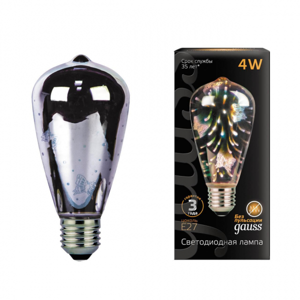 Лампа светодиодная Gauss E27 4W RGB разноцветная 147802404 Лампа светодиодная Gauss E27 4W RGB разноцветная 147802404