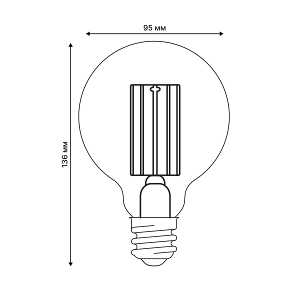Лампа светодиодная Uniel E27 5W 4000K прозрачная LED-G95-5W/4000K/E27/CL GLY01TR UL-00011943
