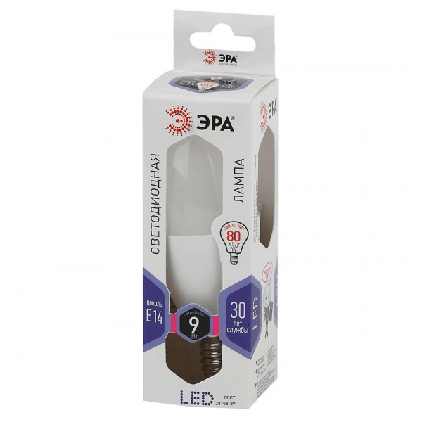 Лампа светодиодная ЭРА E14 9W 6000K матовая LED B35-9W-860-E14 Б0031403 Лампа светодиодная ЭРА E14 9W 6000K матовая LED B35-9W-860-E14 Б0031403