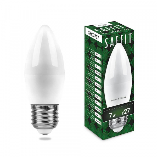 Лампа светодиодная Saffit E27 7W 2700K Свеча Матовая SBC3707 55032 Лампа светодиодная Saffit E27 7W 2700K Свеча Матовая SBC3707 55032