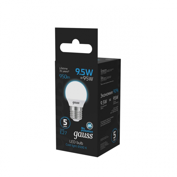 Лампа светодиодная Gauss E27 9.5W 6500K матовая 105102310 Лампа светодиодная Gauss E27 9.5W 6500K матовая 105102310