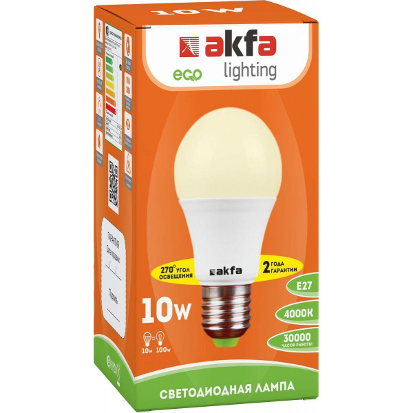 Лампа светодиодная Akfa Lighting E27 10W 4000K матовая FLLBL102740A Лампа светодиодная Akfa Lighting E27 10W 4000K матовая FLLBL102740A