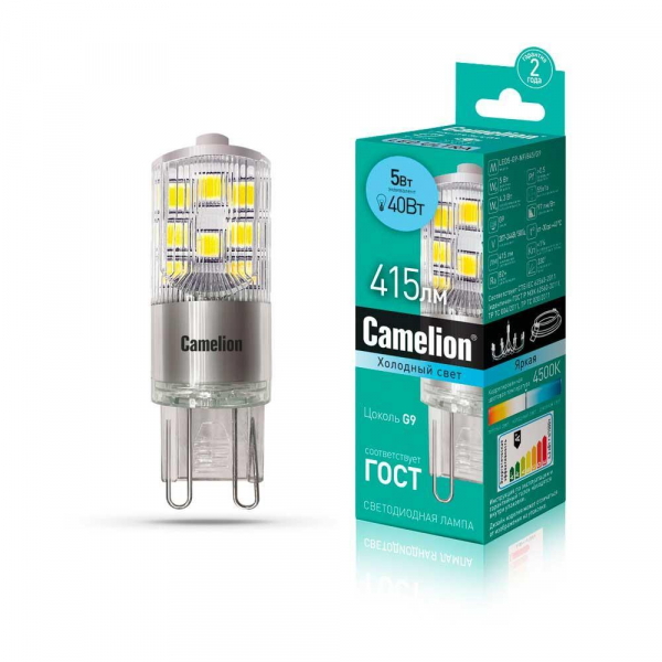 Лампа светодиодная Camelion G9 5W 4500K LED5-G9-NF/845/G9 13705 Лампа светодиодная Camelion G9 5W 4500K LED5-G9-NF/845/G9 13705