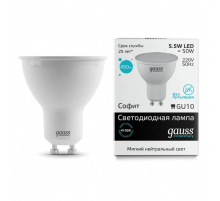 Лампа светодиодная Gauss GU10 5.5W 4100K матовая 13626