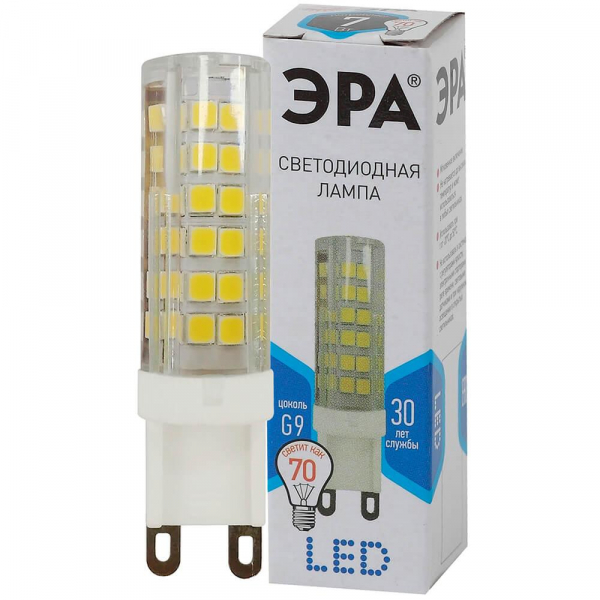 Лампа светодиодная ЭРА G9 7W 4000K прозрачная LED JCD-7W-CER-840-G9 Б0027866 Лампа светодиодная ЭРА G9 7W 4000K прозрачная LED JCD-7W-CER-840-G9 Б0027866