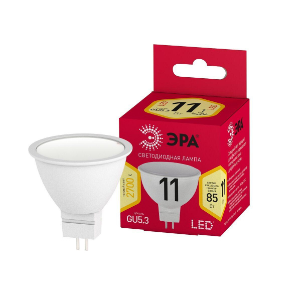 Лампа светодиодная ЭРА LED MR16-11W-827-GU5.3 R Б0056064 Лампа светодиодная ЭРА LED MR16-11W-827-GU5.3 R Б0056064