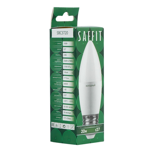 Лампа светодиодная Saffit E27 20W 4000K матовая SBC3720 55271