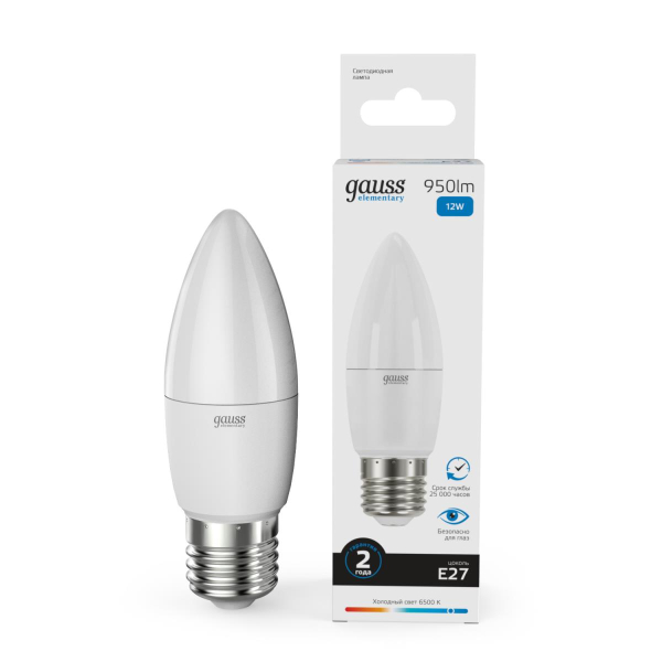 Лампа светодиодная Gauss E27 12W 6500K матовая 30232
