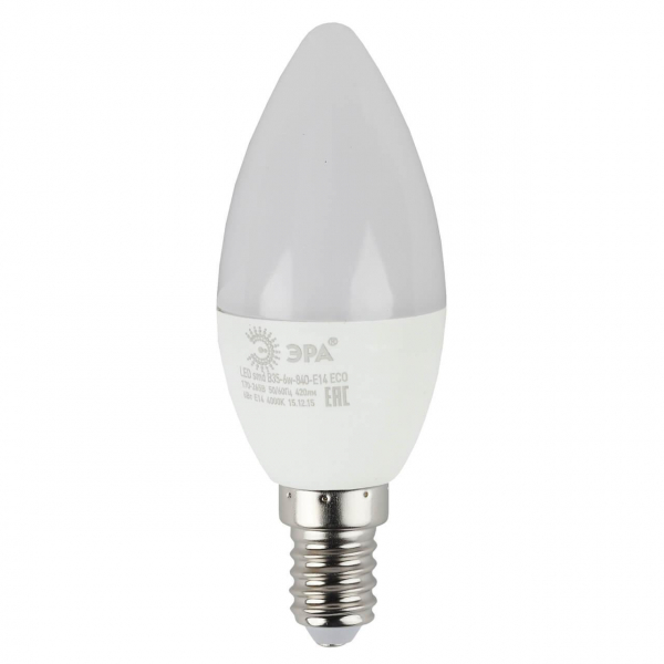 Лампа светодиодная ЭРА E14 6W 4000K матовая ECO LED B35-6W-840-E14 Б0020619 Лампа светодиодная ЭРА E14 6W 4000K матовая ECO LED B35-6W-840-E14 Б0020619