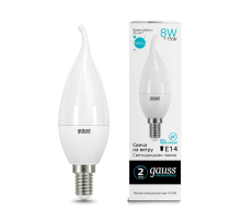 Лампа светодиодная Gauss E14 8W 4100K матовая 34128