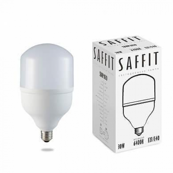 Лампа светодиодная Saffit E27-E40 30W 6400K Цилиндр Матовая SBHP1030 55091 Лампа светодиодная Saffit E27-E40 30W 6400K Цилиндр Матовая SBHP1030 55091