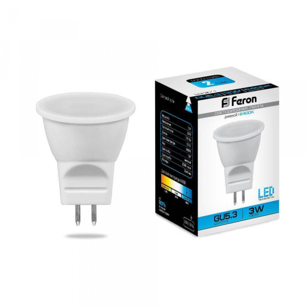Лампа светодиодная Feron G5.3 3W 6400K матовая LB-271 25553 Лампа светодиодная Feron G5.3 3W 6400K матовая LB-271 25553