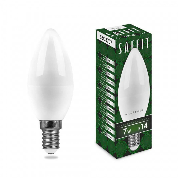 Лампа светодиодная Saffit E14 7W 2700K Свеча Матовая SBC3707 55030 Лампа светодиодная Saffit E14 7W 2700K Свеча Матовая SBC3707 55030