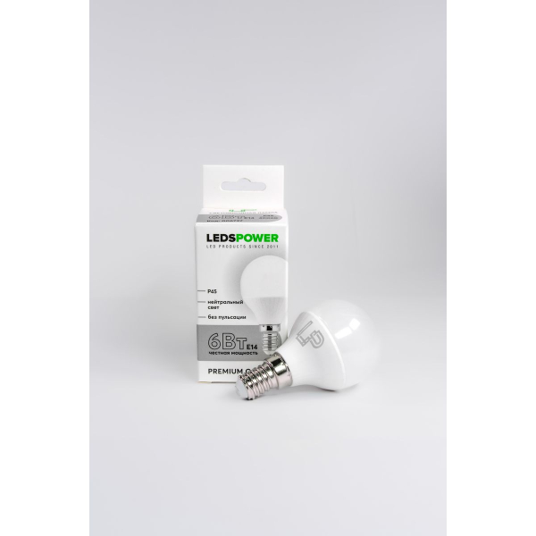 Светодиодная лампа LEDS POWER P45 E14 6Вт 4000К 006727 Светодиодная лампа LEDS POWER P45 E14 6Вт 4000К 006727
