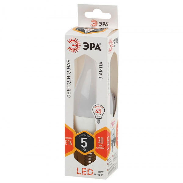 Лампа светодиодная ЭРА E14 5W 2700K матовая LED BXS-5W-827-E14 Б0027967 Лампа светодиодная ЭРА E14 5W 2700K матовая LED BXS-5W-827-E14 Б0027967