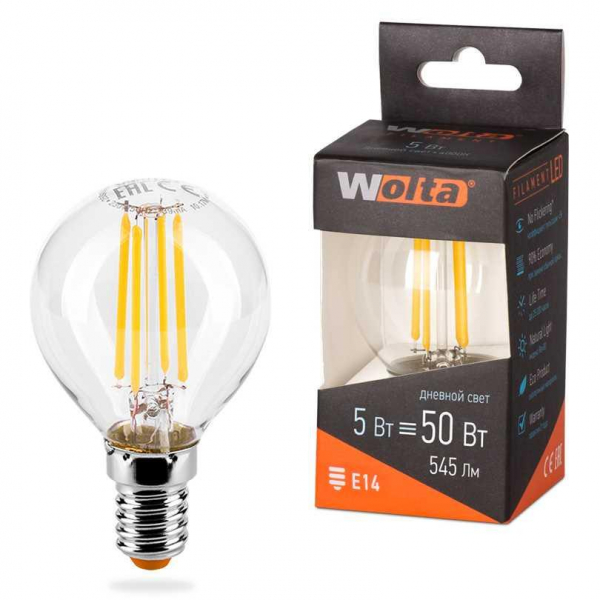 Светодиодная лампа WOLTA 25S45GLFT5E14 Светодиодная лампа WOLTA 25S45GLFT5E14