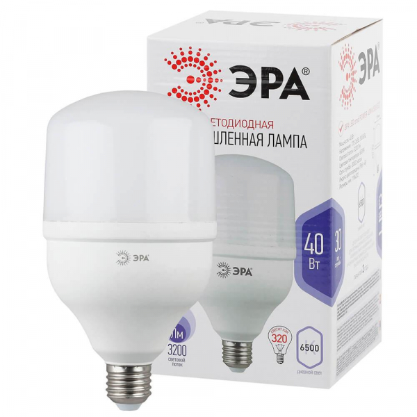 Лампа светодиодная ЭРА E27 40W 6500K матовая LED POWER T120-40W-6500-E27 Б0027006 Лампа светодиодная ЭРА E27 40W 6500K матовая LED POWER T120-40W-6500-E27 Б0027006