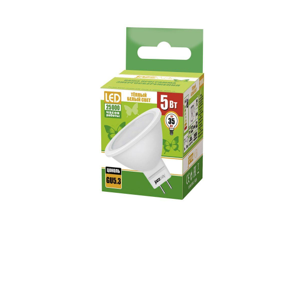 Лампа светодиодная Jazzway GU5.3 5W 3000K матовая 1037077A Лампа светодиодная Jazzway GU5.3 5W 3000K матовая 1037077A