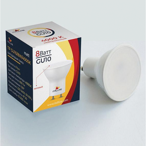Лампа светодиодная Italline GU10 8W 3000K матовая TP GU10/8W/4000K matt Лампа светодиодная Italline GU10 8W 3000K матовая TP GU10/8W/4000K matt