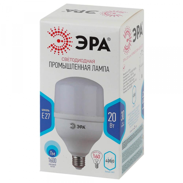 Лампа светодиодная ЭРА E27 20W 4000K матовая LED POWER T80-20W-4000-E27 Б0027001 Лампа светодиодная ЭРА E27 20W 4000K матовая LED POWER T80-20W-4000-E27 Б0027001