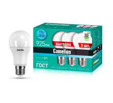 Лампа светодиодная Camelion E27 11W 4500K 3 шт. LED11-A60-3/845/E27 14711