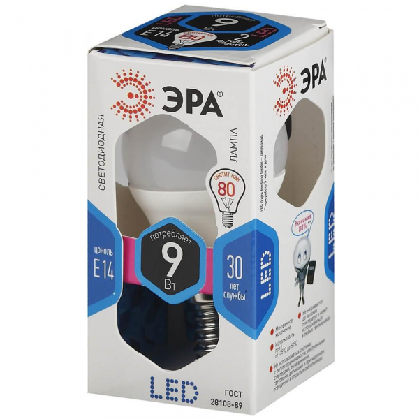 Лампа светодиодная ЭРА E14 9W 4000K матовая LED P45-9W-840-E14 Б0029042 Лампа светодиодная ЭРА E14 9W 4000K матовая LED P45-9W-840-E14 Б0029042