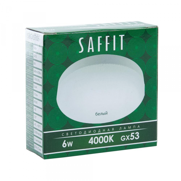 Лампа светодиодная Saffit GX53 6W 4000K белая SBGX5306 55195 Лампа светодиодная Saffit GX53 6W 4000K белая SBGX5306 55195