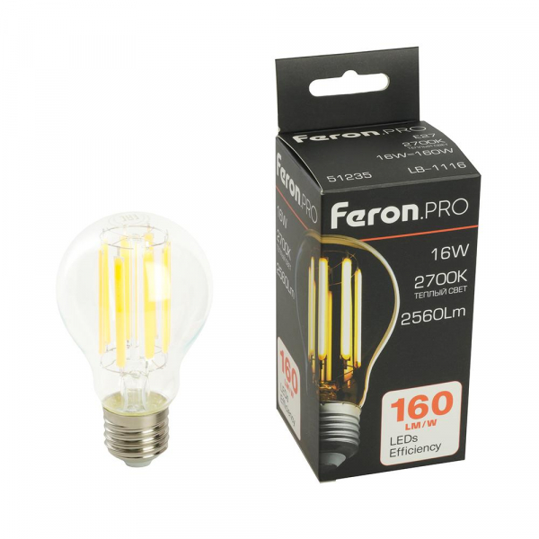 Лампа светодиодная Feron.PRO LB-1116 Шар E27 2560LM 16W 175-265V 2700K 51235 Лампа светодиодная Feron.PRO LB-1116 Шар E27 2560LM 16W 175-265V 2700K 51235