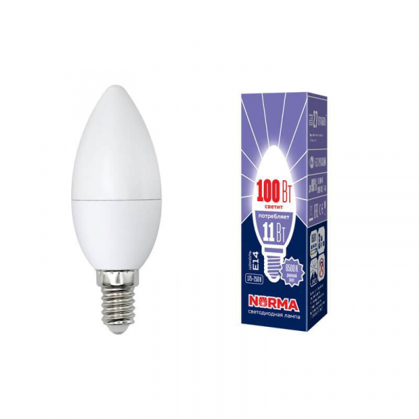 Лампа светодиодная E14 11W 6500K матовая LED-C37-11W/DW/E14/FR/NR UL-00003810 Лампа светодиодная E14 11W 6500K матовая LED-C37-11W/DW/E14/FR/NR UL-00003810