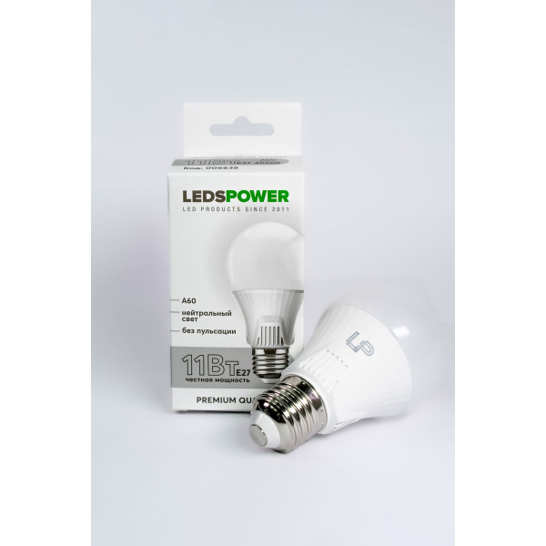 Светодиодная лампа LEDS POWER A60 E27 11Вт 4000К 006635 Светодиодная лампа LEDS POWER A60 E27 11Вт 4000К 006635