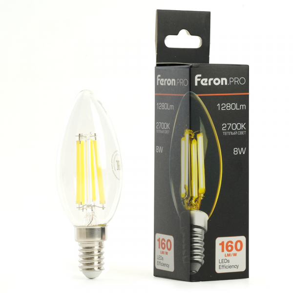 Лампа светодиодная Feron.PRO LB-1208 Свеча E14 1280LM 8W 175-265V 2700K 51247 Лампа светодиодная Feron.PRO LB-1208 Свеча E14 1280LM 8W 175-265V 2700K 51247