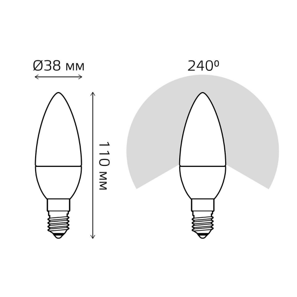 Лампа светодиодная Gauss E14 9.5W 6500K матовая 103101310 Лампа светодиодная Gauss E14 9.5W 6500K матовая 103101310
