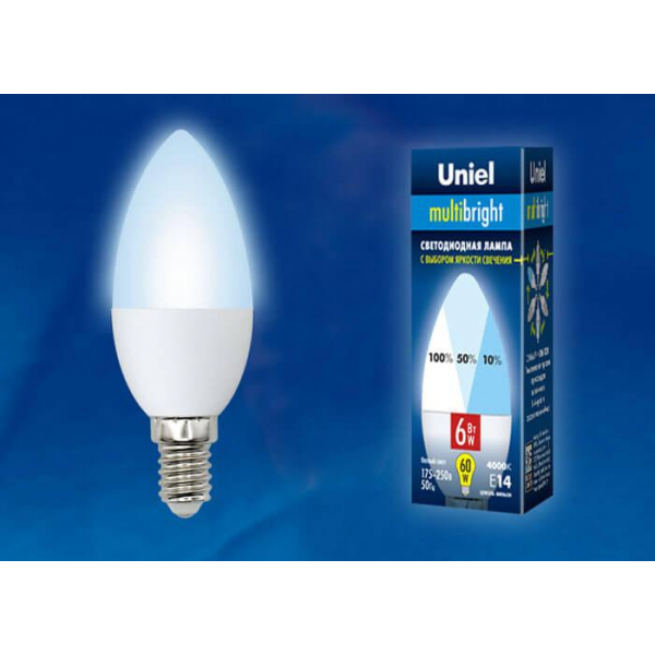 Лампа светодиодная Uniel E14 6W 4000K матовая LED-C37-6W/NW/E14/FR/MB PLM11WH UL-00002374 Лампа светодиодная Uniel E14 6W 4000K матовая LED-C37-6W/NW/E14/FR/MB PLM11WH UL-00002374