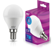 Лампа светодиодная REV G45 Е14 7W 6500K холодный белый свет шар 32503 1