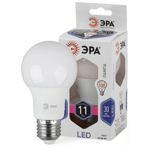 Лампа светодиодная ЭРА E27 11W 6000K матовая LED A60-11W-860-E27 Б0031394 Лампа светодиодная ЭРА E27 11W 6000K матовая LED A60-11W-860-E27 Б0031394
