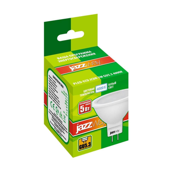 Лампа светодиодная Jazzway GU5.3 5W 4000K матовая 1037107A Лампа светодиодная Jazzway GU5.3 5W 4000K матовая 1037107A