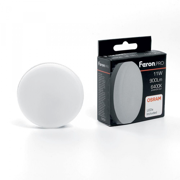 Лампа светодиодная Feron GX53 11W 6400K матовая LB-1511 38207 Лампа светодиодная Feron GX53 11W 6400K матовая LB-1511 38207