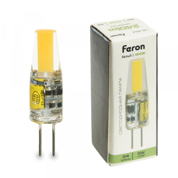 Лампа светодиодная Feron LB-424 G4 3W 12V 4000K 51171 Лампа светодиодная Feron LB-424 G4 3W 12V 4000K 51171