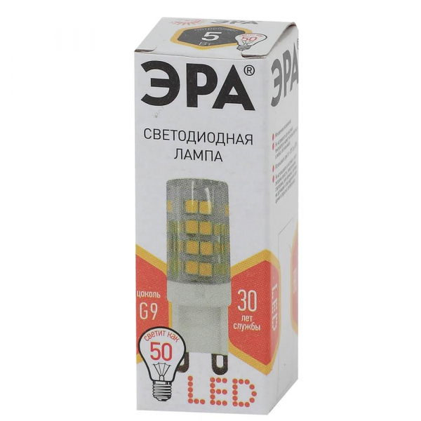 Лампа светодиодная ЭРА G9 5W 2700K прозрачная LED JCD-5W-CER-827-G9 Б0027863 Лампа светодиодная ЭРА G9 5W 2700K прозрачная LED JCD-5W-CER-827-G9 Б0027863