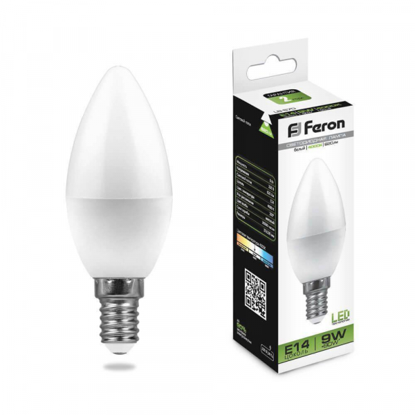 Лампа светодиодная Feron E14 9W 4000K Свеча Матовая LB-570 25799 Лампа светодиодная Feron E14 9W 4000K Свеча Матовая LB-570 25799