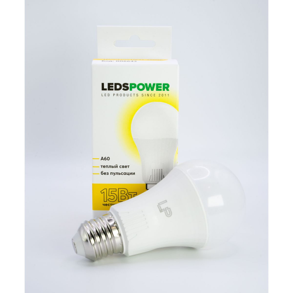 Светодиодная лампа LEDS POWER A60 E27 15Вт 3000К 006642 Светодиодная лампа LEDS POWER A60 E27 15Вт 3000К 006642