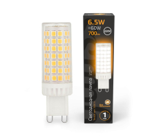 Лампа светодиодная Gauss G9 6,5W 3000К прозрачная 107309106