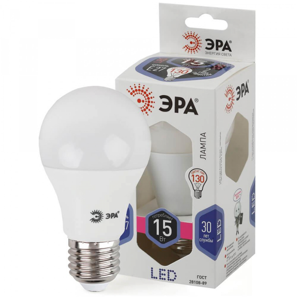 Лампа светодиодная ЭРА E27 15W 6000K матовая LED A60-15W-860-E27 Б0031396 Лампа светодиодная ЭРА E27 15W 6000K матовая LED A60-15W-860-E27 Б0031396