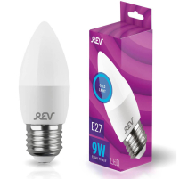 Лампа светодиодная REV C37 Е27 9W 6500K холодный белый свет свеча 32523 9