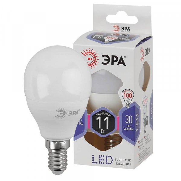 Лампа светодиодная ЭРА E14 11W 6000K матовая LED P45-11W-860-E14 Б0032990 Лампа светодиодная ЭРА E14 11W 6000K матовая LED P45-11W-860-E14 Б0032990