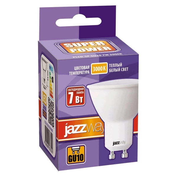 Лампа светодиодная Jazzway GU10 7W 3000K матовая 1033550 Лампа светодиодная Jazzway GU10 7W 3000K матовая 1033550