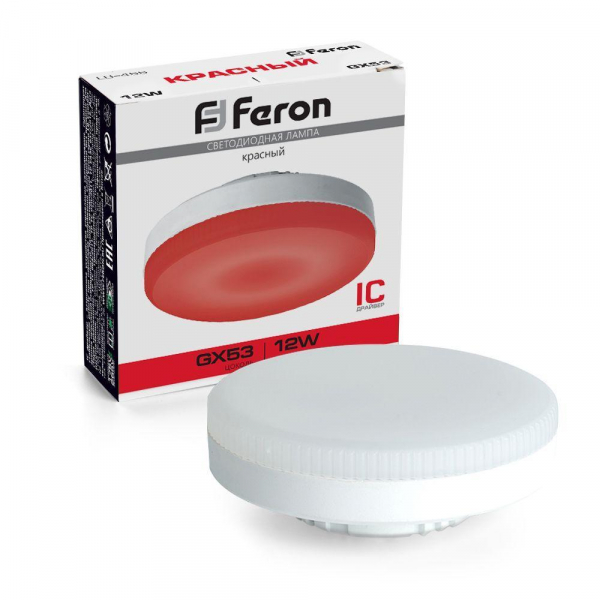 Лампа светодиодная Feron GX53 12W красная LB-455 51018 Лампа светодиодная Feron GX53 12W красная LB-455 51018