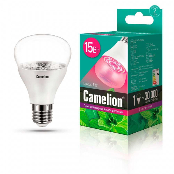 Лампа светодиодная для растений Camelion E27 15W LED15-PL/BIO/E27 12770 Лампа светодиодная для растений Camelion E27 15W LED15-PL/BIO/E27 12770